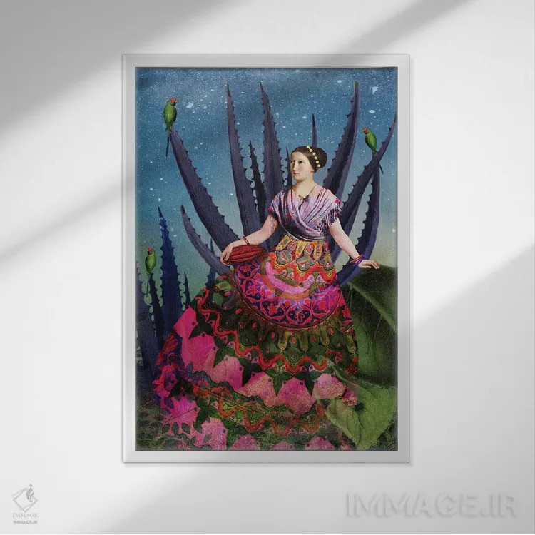 تابلو دکوراتیو آگاو آبی و کاکائو اثر کاترین ولز-استاین - نمای قابدار سفید