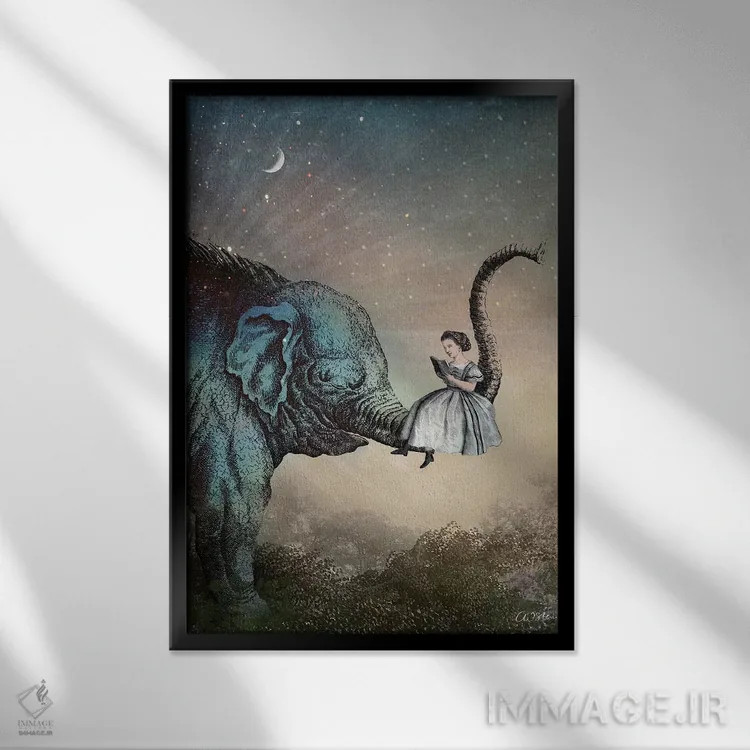 تابلو دکوراتیو داستان شب بخیر اثر کاترین ولز-استاین - نمای قابدار مشکی