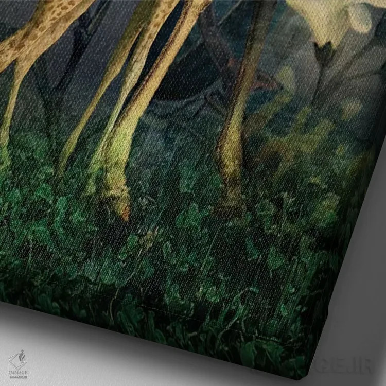 تابلو دکوراتیو زندگی جنگلی اثر کاترین ولز-استاین - نمای نزدیک بافت بوم