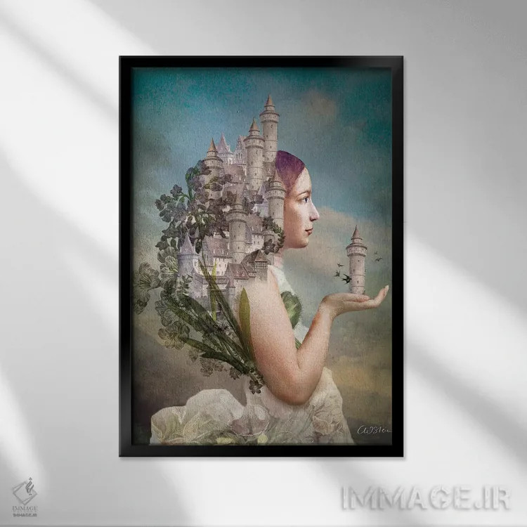 تابلو دکوراتیو خانه ام قلعه من است اثر کاترین ولز-استاین - نمای قابدار مشکی