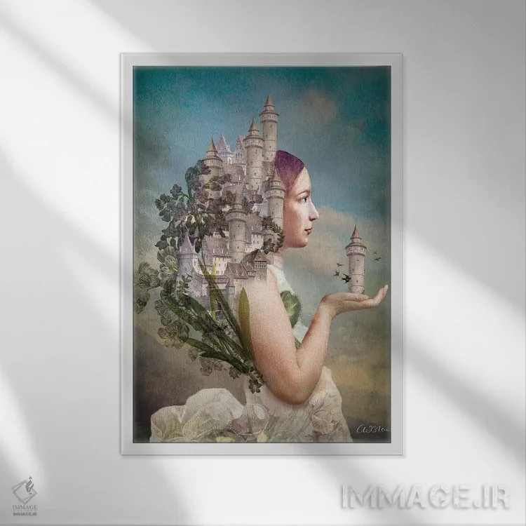 تابلو دکوراتیو خانه ام قلعه من است اثر کاترین ولز-استاین - نمای قابدار سفید