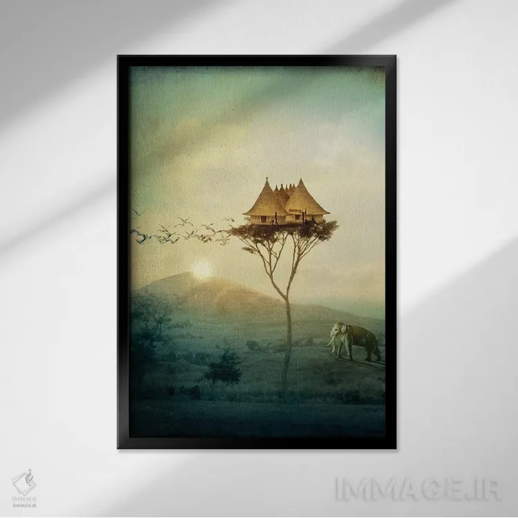 تابلو دکوراتیو غروب خورشید اثر کاترین ولز-استاین - نمای قابدار مشکی
