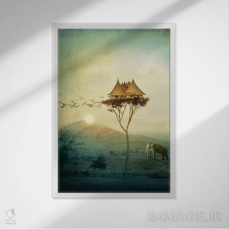 تابلو دکوراتیو غروب خورشید اثر کاترین ولز-استاین - نمای قابدار سفید