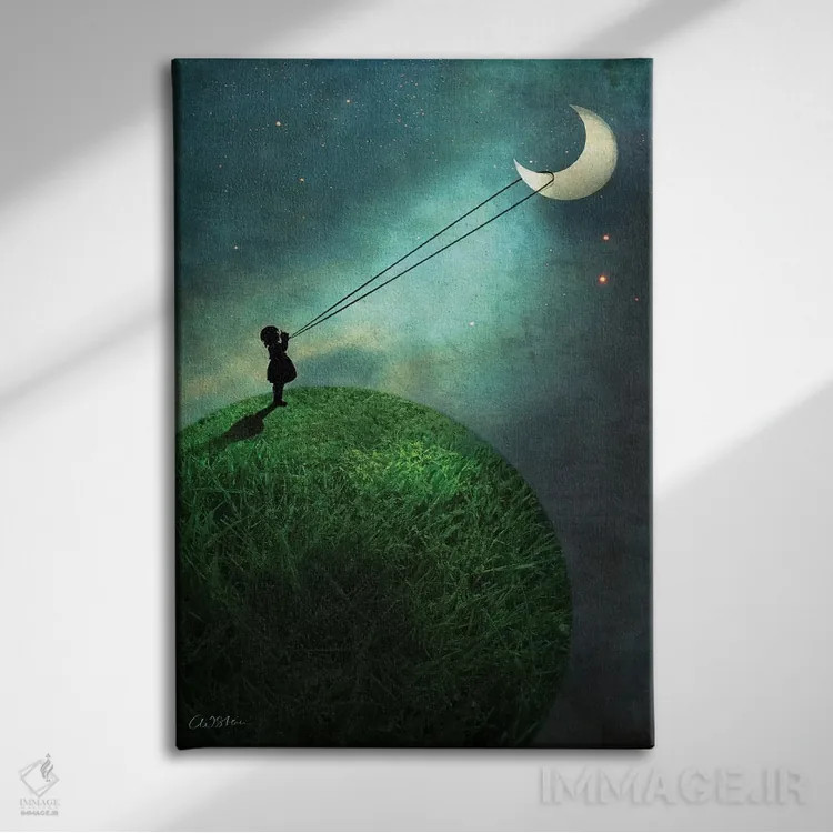 تابلو دکوراتیو دنبال کردن ماه اثر کاترین ولز-استاین - نمای روبهرو روی دیوار