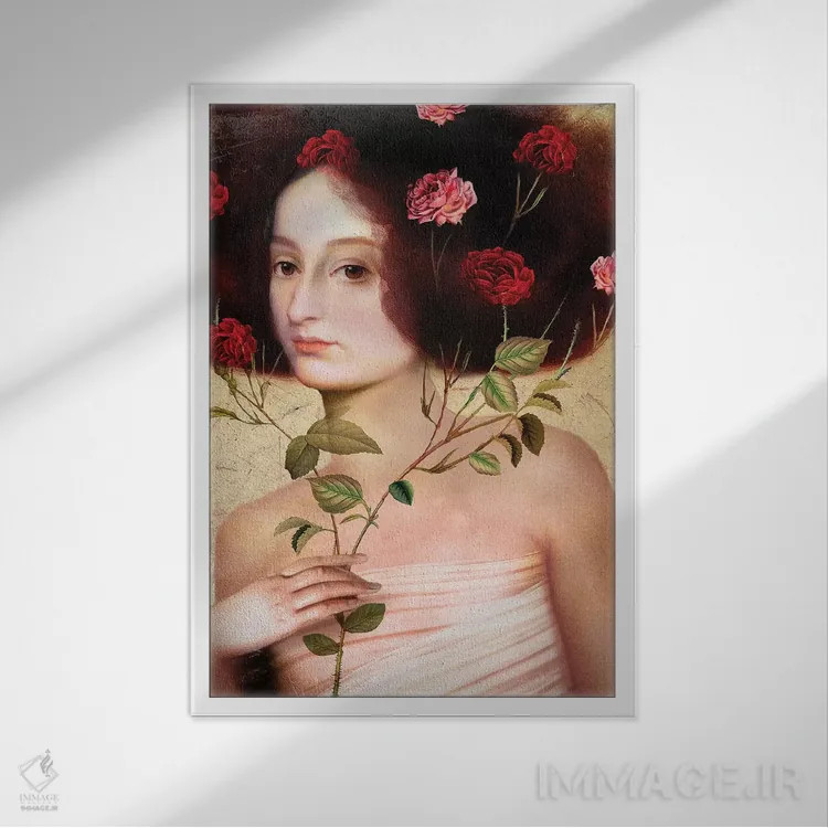 تابلو دکوراتیو دسته گل اثر کاترین ولز-استاین - نمای قابدار سفید