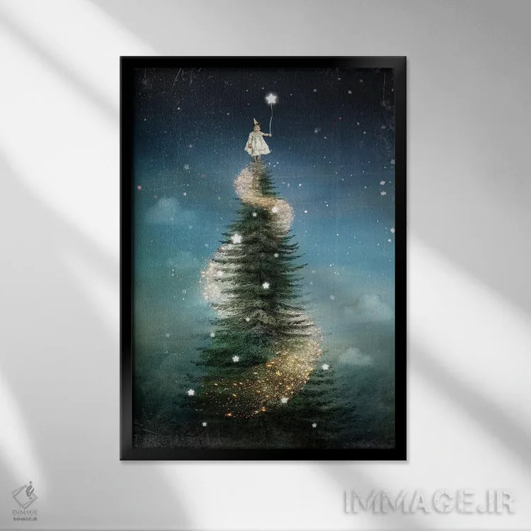 تابلو دکوراتیو درخت صنوبر سلطنتی اثر کاترین ولز-استاین - نمای قابدار مشکی