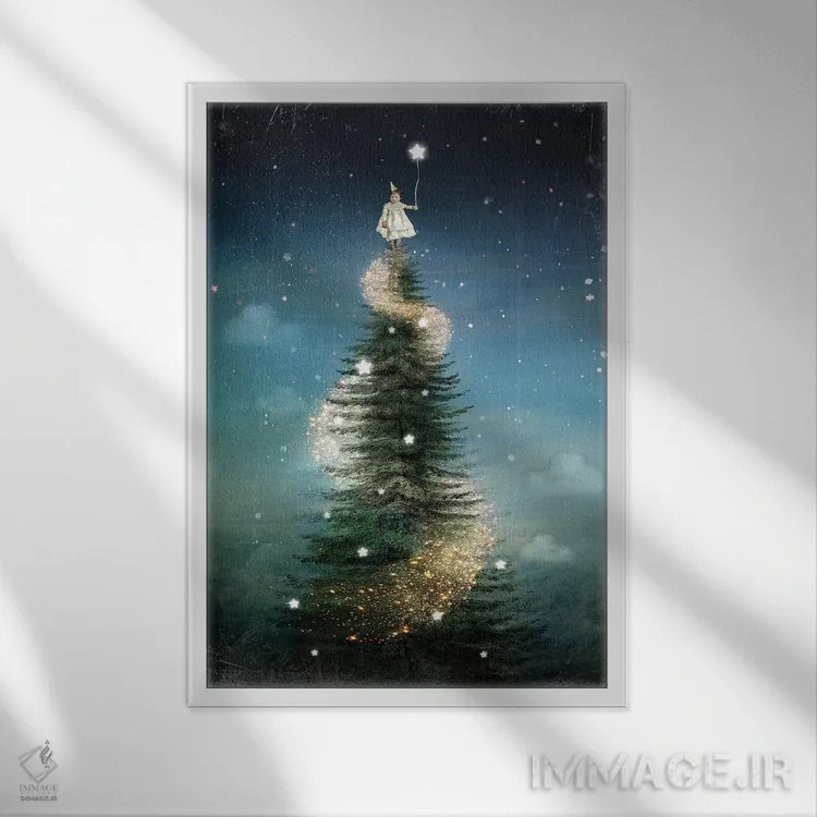 تابلو دکوراتیو درخت صنوبر سلطنتی اثر کاترین ولز-استاین - نمای قابدار سفید