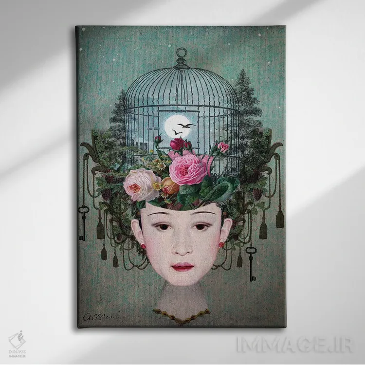 تابلو دکوراتیو باغ نور مهتاب اثر کاترین ولز-استاین - نمای روبهرو روی دیوار