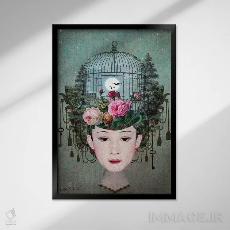 تابلو دکوراتیو باغ نور مهتاب اثر کاترین ولز-استاین - نمای قابدار مشکی