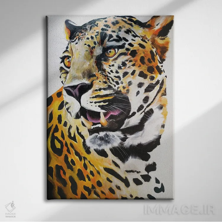 تابلو دکوراتیو یوزپلنگ اثر چنس وات - نمای روبهرو روی دیوار