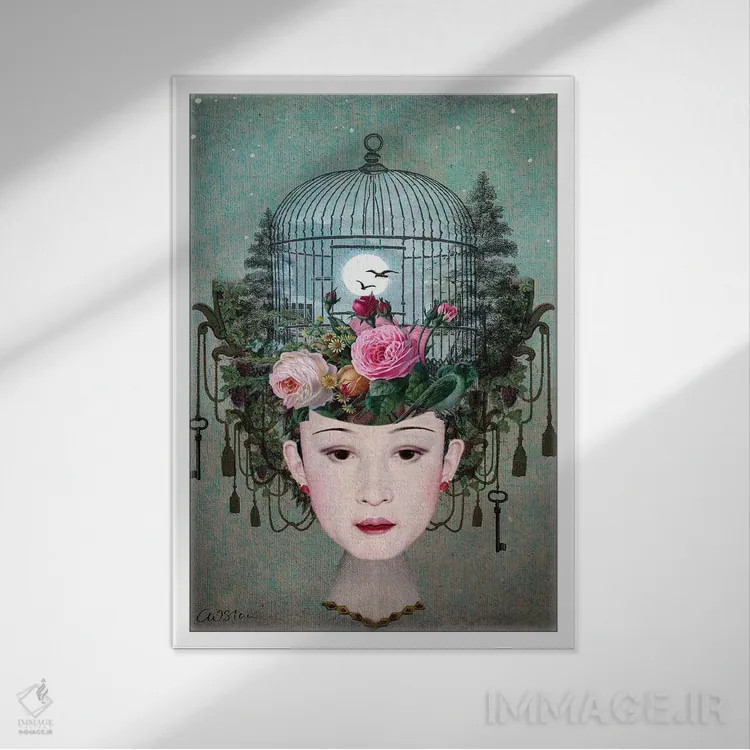 تابلو دکوراتیو باغ نور مهتاب اثر کاترین ولز-استاین - نمای قابدار سفید