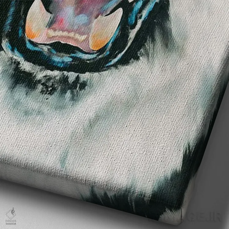 تابلو دکوراتیو ببر اثر چنس وات - نمای نزدیک بافت بوم