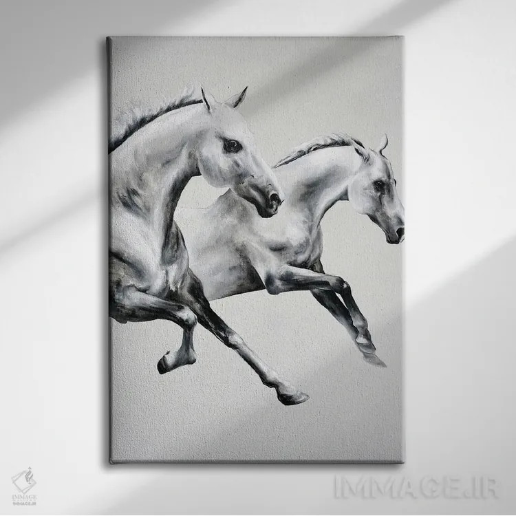 تابلو دکوراتیو مسابقه اسب سواری اثر چنس وات - نمای روبهرو روی دیوار