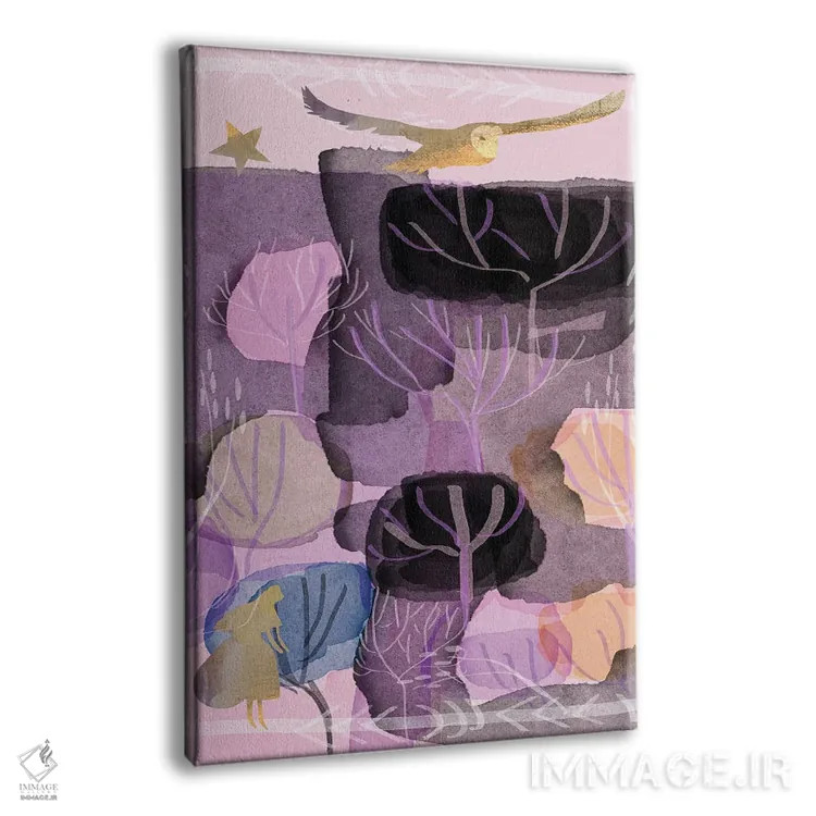 تابلو انتزاعی کلاژ درختان اثر کلر وست وود - نمای پرسپکتیو محصول