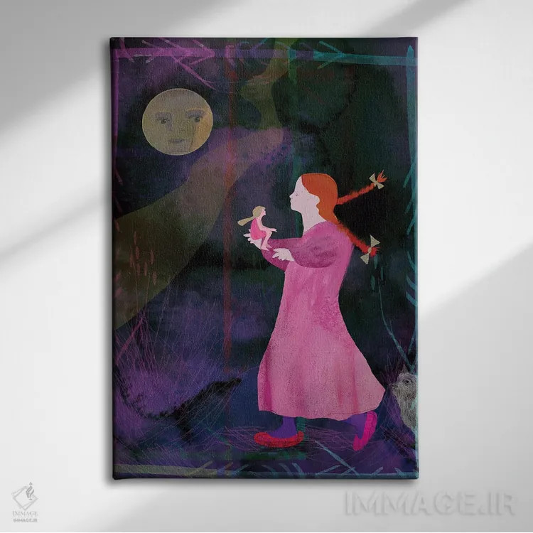 تابلو دکوراتیو عروسک چینی اثر کلر وست وود - نمای روبهرو روی دیوار