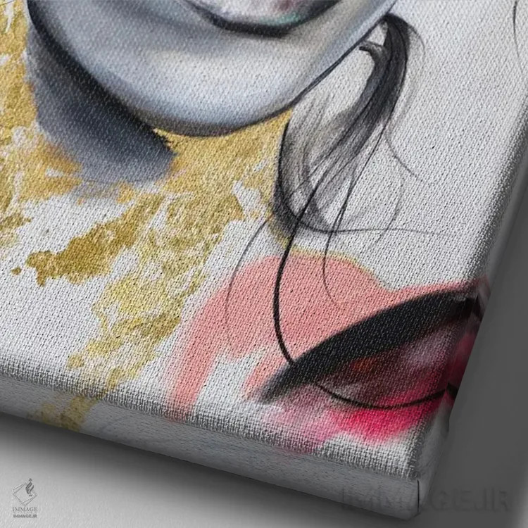 تابلو دکوراتیو قرمز به طراحی اثر چنس وات - نمای نزدیک بافت بوم