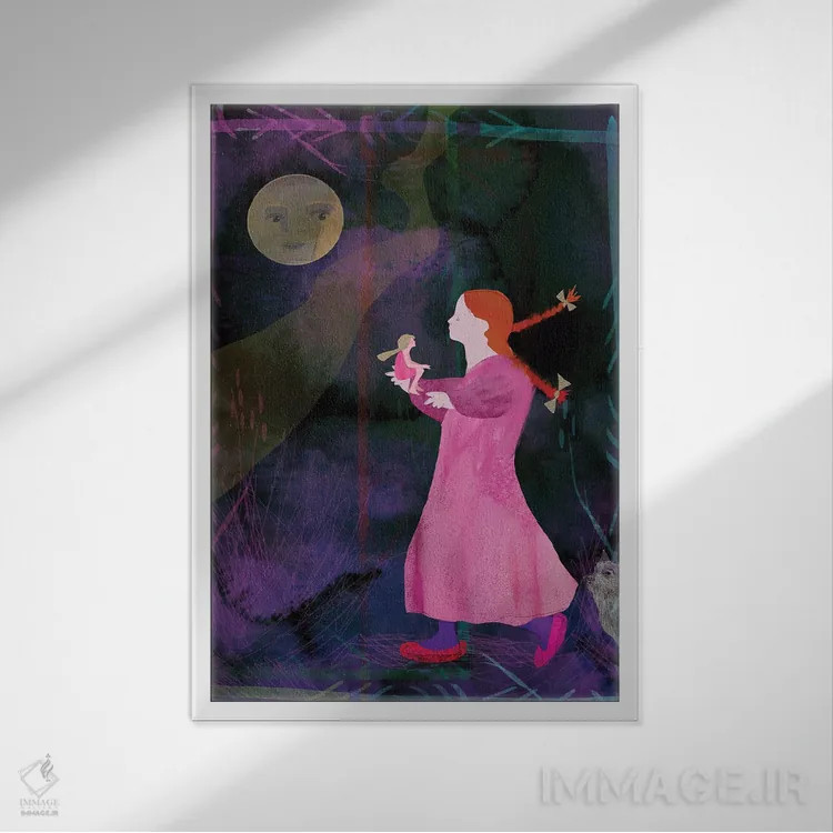 تابلو دکوراتیو عروسک چینی اثر کلر وست وود - نمای قابدار سفید