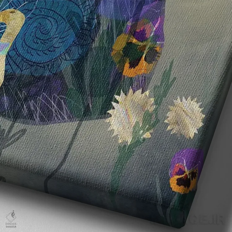 تابلو دکوراتیو اردک اثر کلر وست وود - نمای نزدیک بافت بوم