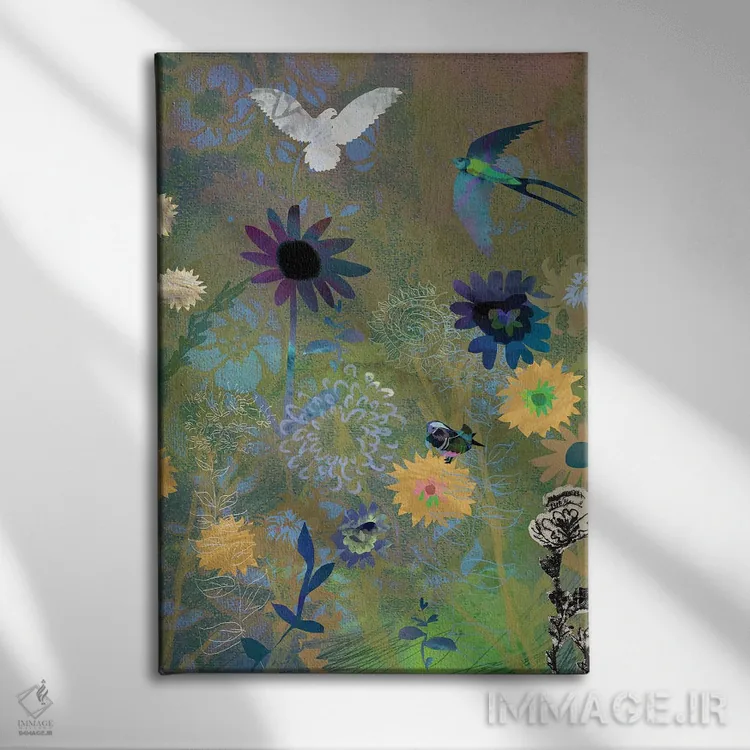 تابلو دکوراتیو گل دار اثر کلر وست وود - نمای روبهرو روی دیوار