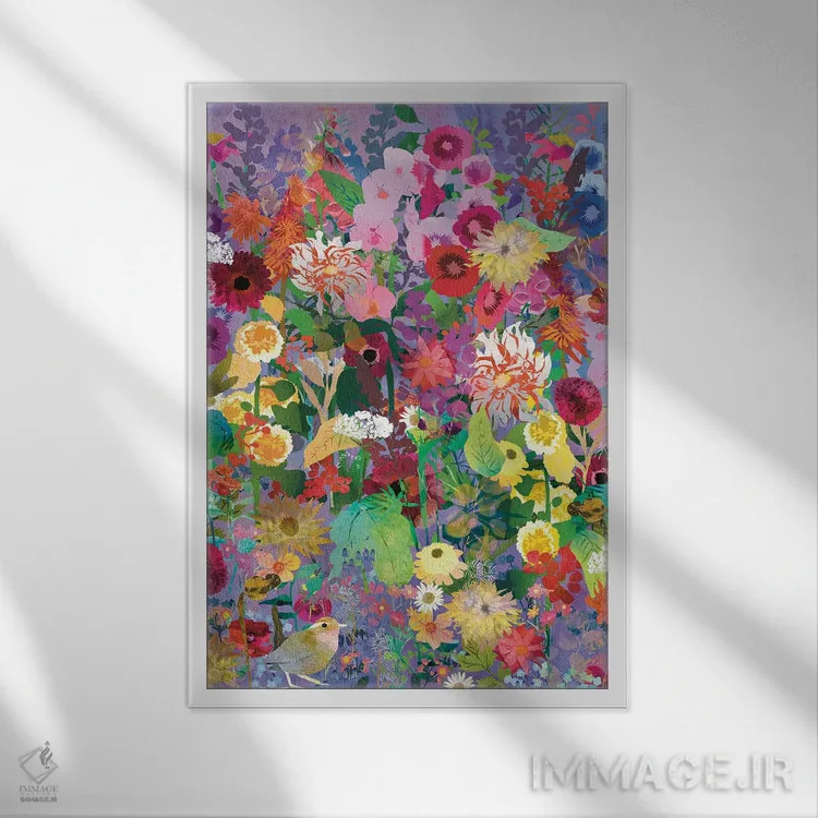 تابلو دکوراتیو پرنده چکاوک اثر کلر وست وود - نمای قابدار سفید