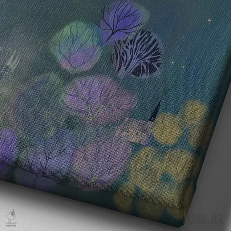 تابلو دکوراتیو خرس و جغد اثر کلر وست وود - نمای نزدیک بافت بوم