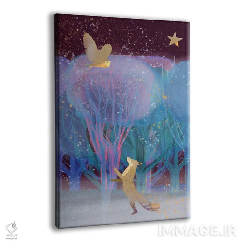 تابلو دکوراتیو آبی روباهی اثر کلر وست وود - نمای پرسپکتیو محصول