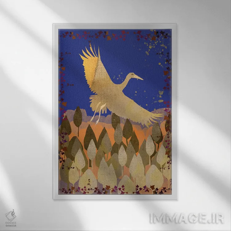 تابلو دکوراتیو پرواز اثر کلر وست وود - نمای قابدار سفید