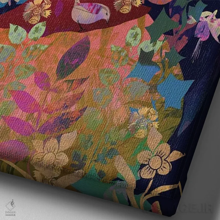 تابلو دکوراتیو پر تا لب اثر کلر وست وود - نمای نزدیک بافت بوم