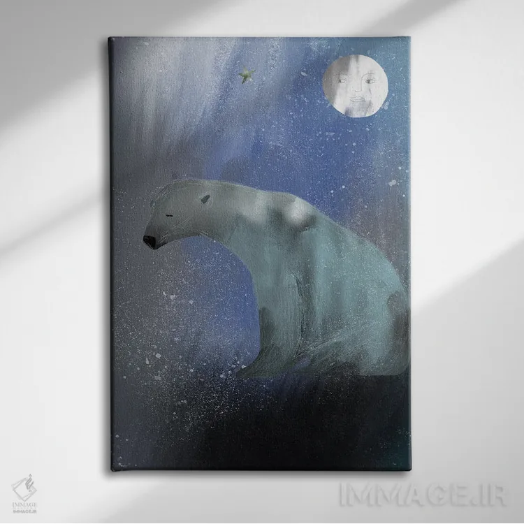 تابلو دکوراتیو سفید بزرگ اثر کلر وست وود - نمای روبهرو روی دیوار