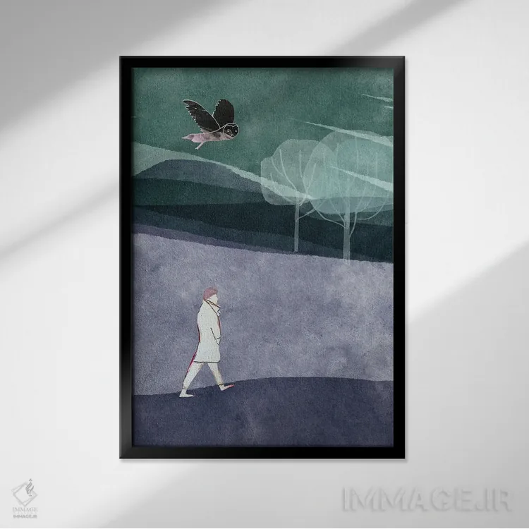 تابلو دکوراتیو او قدم می زند اثر کلر وست وود - نمای قابدار مشکی