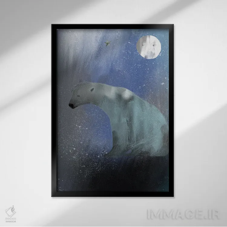 تابلو دکوراتیو سفید بزرگ اثر کلر وست وود - نمای قابدار مشکی