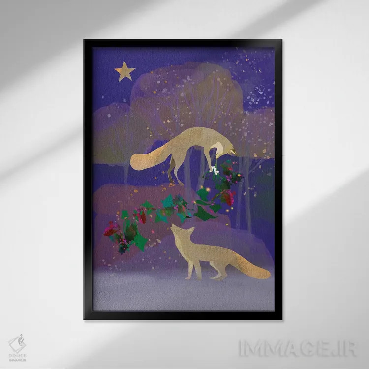 تابلو دکوراتیو درخت خاس اثر کلر وست وود - نمای قابدار مشکی