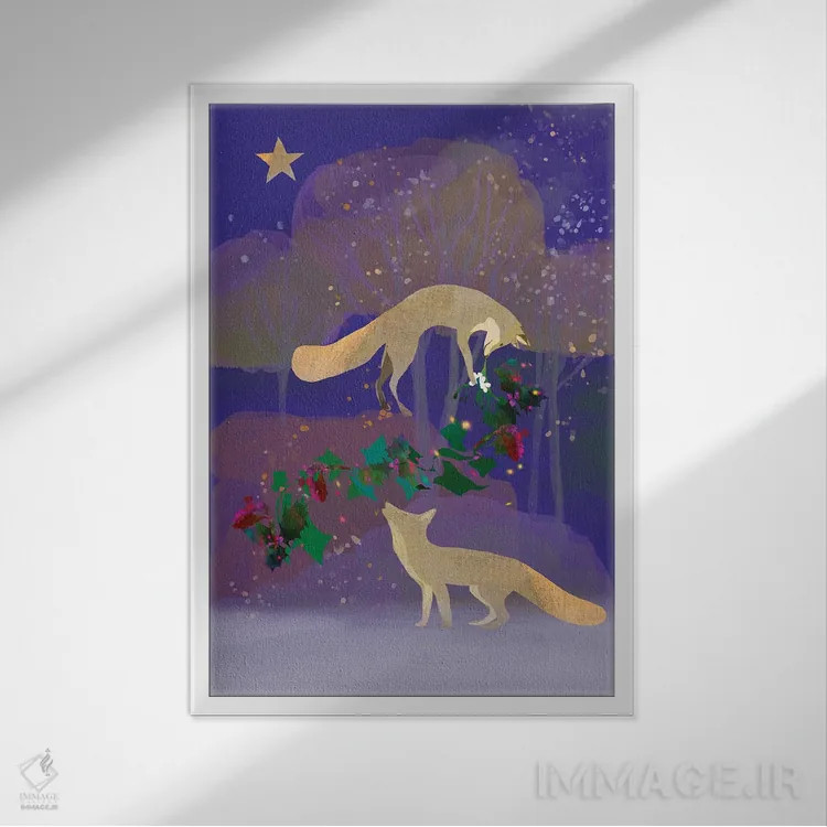 تابلو دکوراتیو درخت خاس اثر کلر وست وود - نمای قابدار سفید