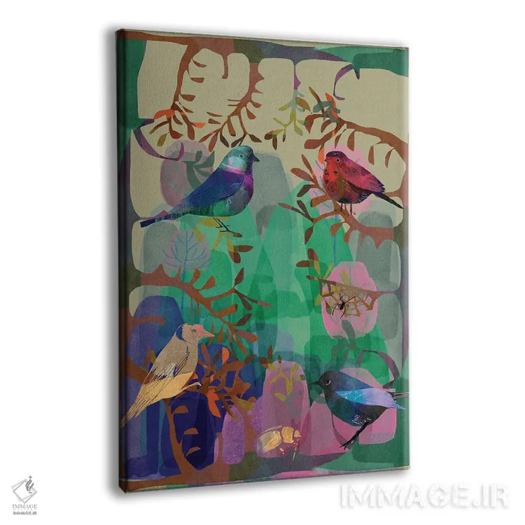 تابلو دکوراتیو پرندگان فراوان اثر کلر وست وود - نمای پرسپکتیو محصول