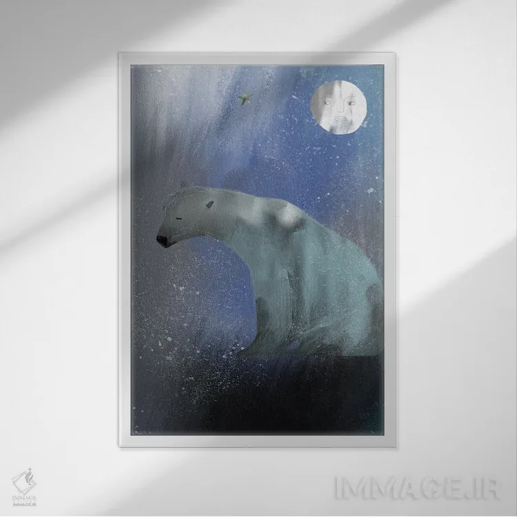 تابلو دکوراتیو سفید بزرگ اثر کلر وست وود - نمای قابدار سفید