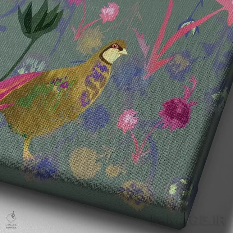 تابلو دکوراتیو سینه سرخ کوچک اثر کلر وست وود - نمای نزدیک بافت بوم