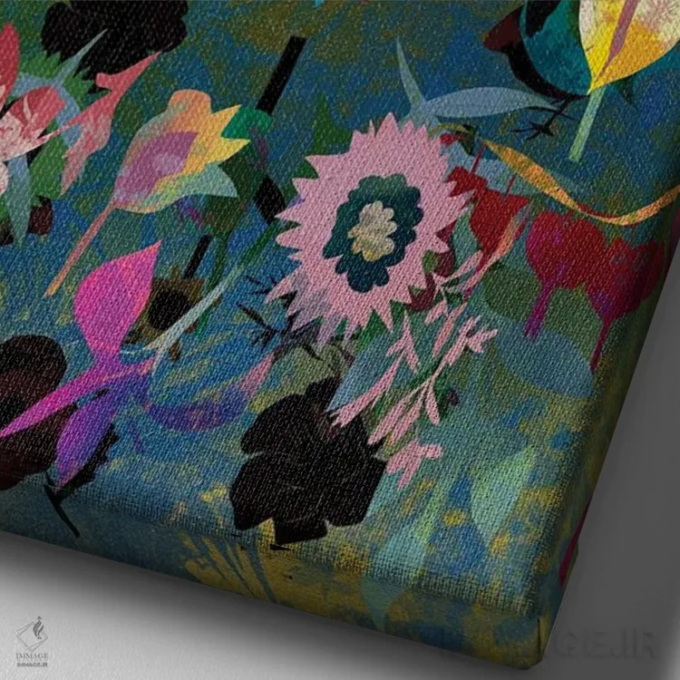 تابلو دکوراتیو گل های من اثر کلر وست وود - نمای نزدیک بافت بوم