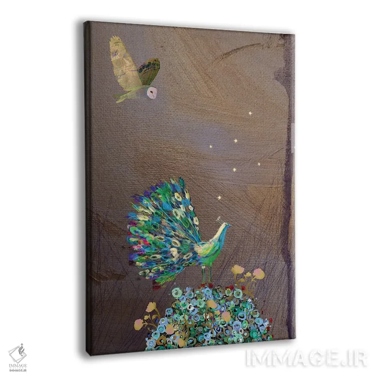 تابلو دکوراتیو طاووس اثر کلر وست وود - نمای پرسپکتیو محصول