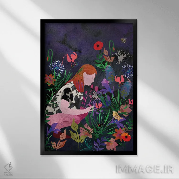 تابلو دکوراتیو باغ من اثر کلر وست وود - نمای قابدار مشکی