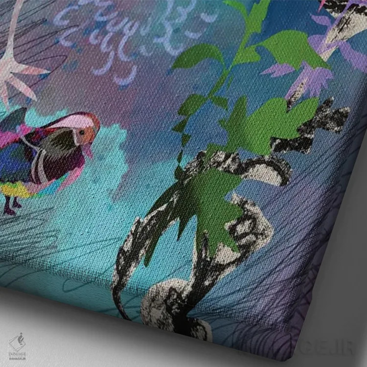 تابلو دکوراتیو شرقی اثر کلر وست وود - نمای نزدیک بافت بوم