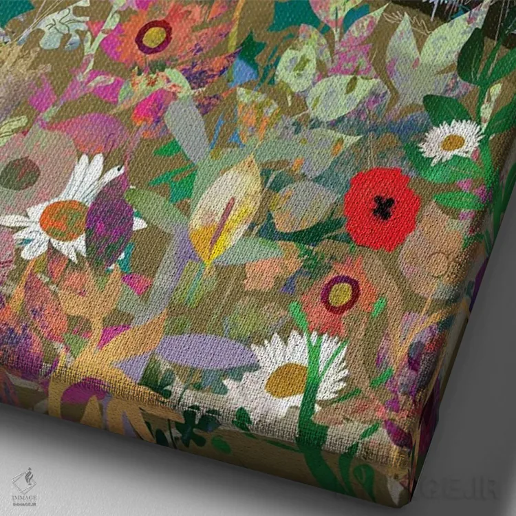 تابلو دکوراتیو شقایق ها اثر کلر وست وود - نمای نزدیک بافت بوم