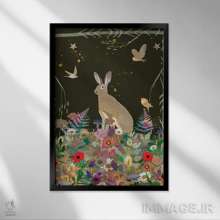 تابلو دکوراتیو شقایق ها اثر کلر وست وود - نمای قابدار مشکی