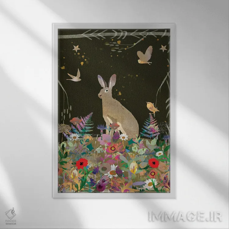 تابلو دکوراتیو شقایق ها اثر کلر وست وود - نمای قابدار سفید