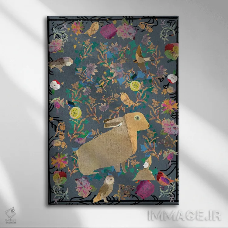 تابلو دکوراتیو خرگوش اثر کلر وست وود - نمای روبهرو روی دیوار