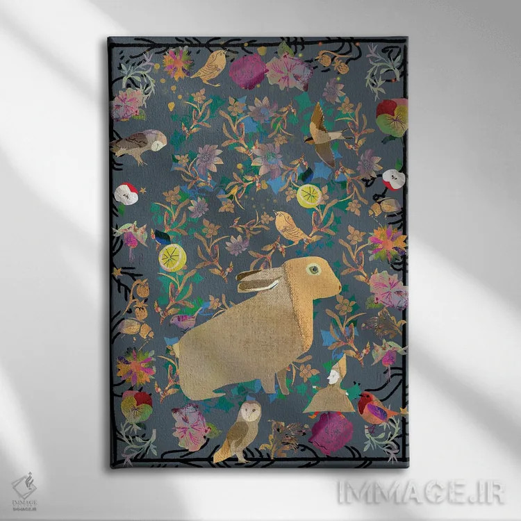 تابلو دکوراتیو خرگوش اثر کلر وست وود - نمای روبهرو روی دیوار