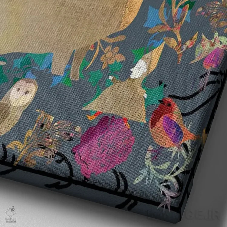 تابلو دکوراتیو خرگوش اثر کلر وست وود - نمای نزدیک بافت بوم