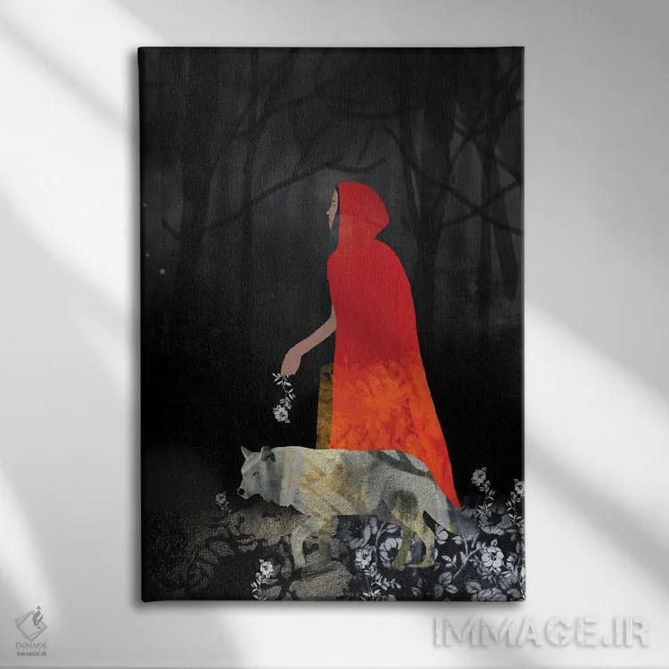 تابلو دکوراتیو قرمز اثر کلر وست وود - نمای روبهرو روی دیوار
