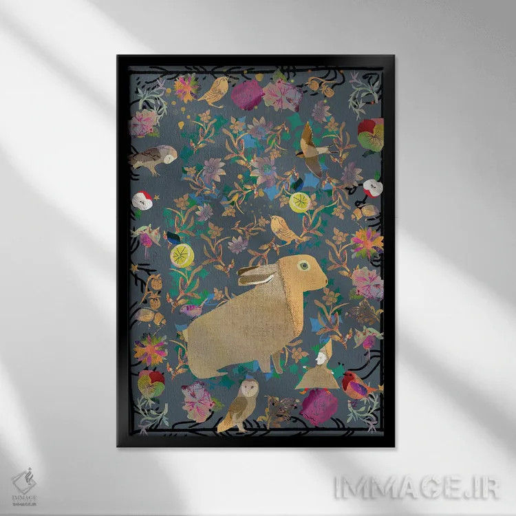 تابلو دکوراتیو خرگوش اثر کلر وست وود - نمای قابدار مشکی