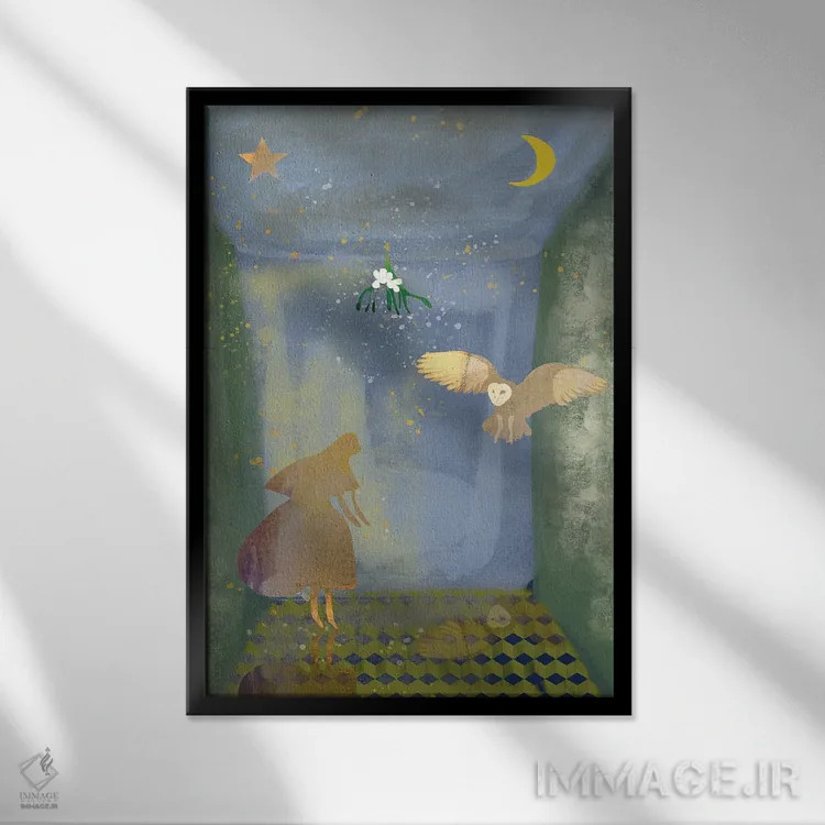 تابلو دکوراتیو اتاق رویاها اثر کلر وست وود - نمای قابدار مشکی