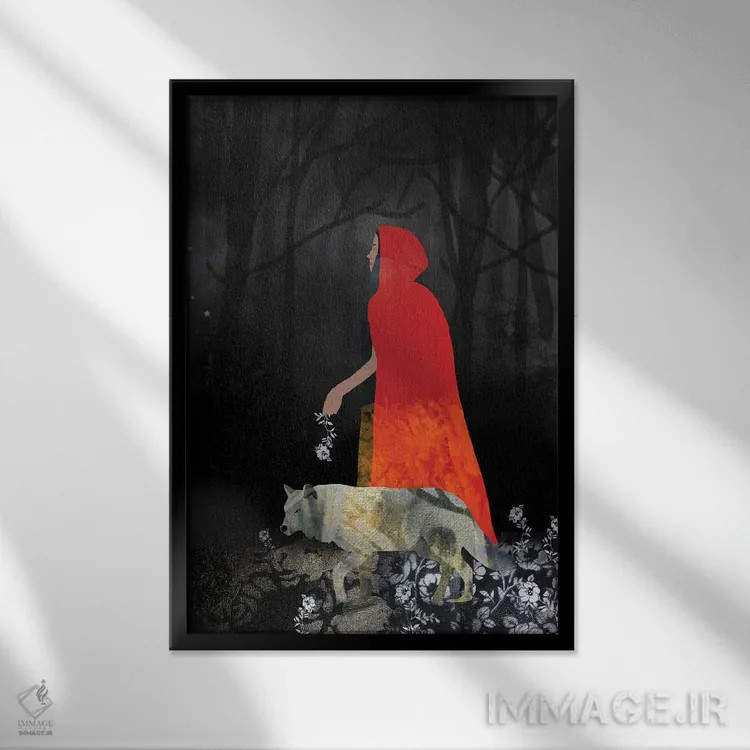 تابلو دکوراتیو قرمز اثر کلر وست وود - نمای قابدار مشکی